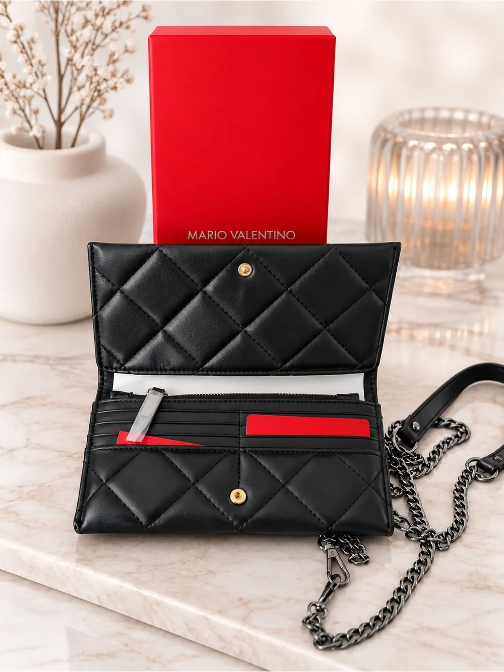 Mario Valentino Black Quilted Wallet
